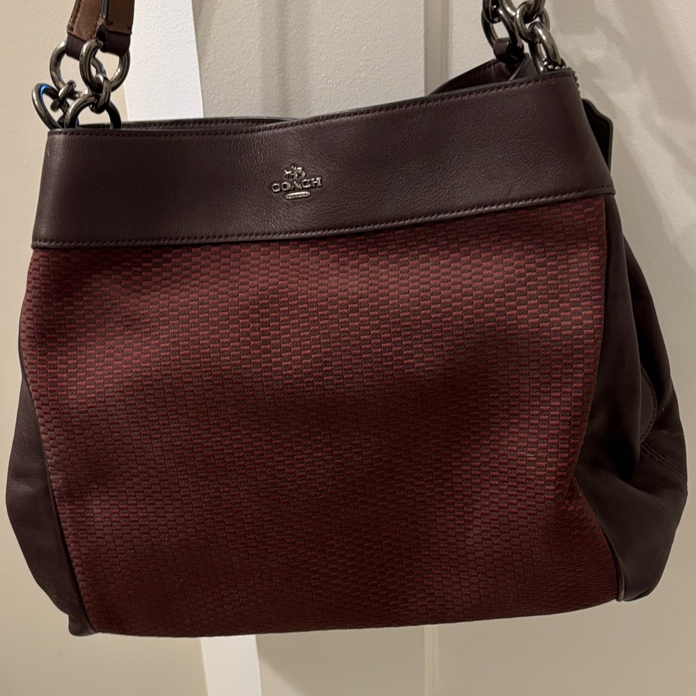 Coach Dark Red Textured Leather Bag